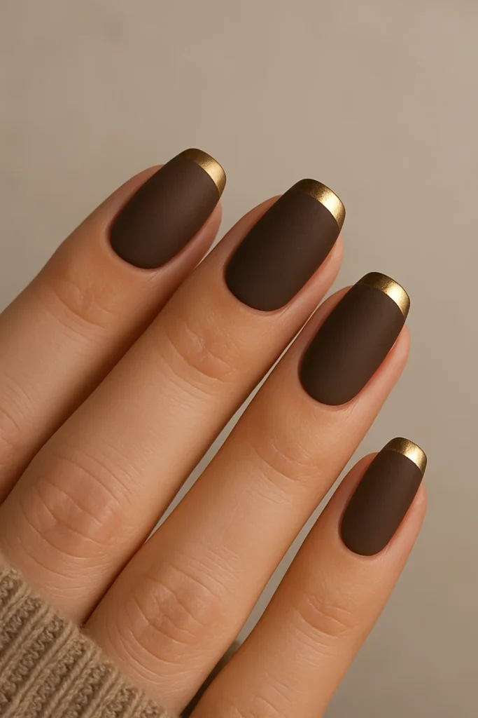 Browning Nails with Gold Accents
